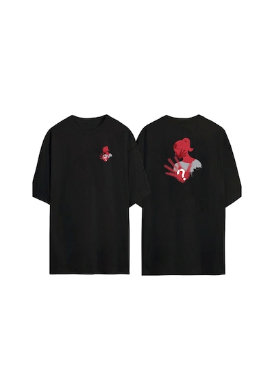 Thewert Unisex Kadınlara Karşı Şiddete Son Ön Arka Baskılı Sıyah Oversize T-shirt Siyah