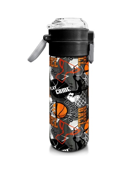 Coral High Kids Siyah Gri Basketbol Desenli Pipetli Ve Direkt İçim Çelik Termos 500 Ml 31975 Gri - Siyah