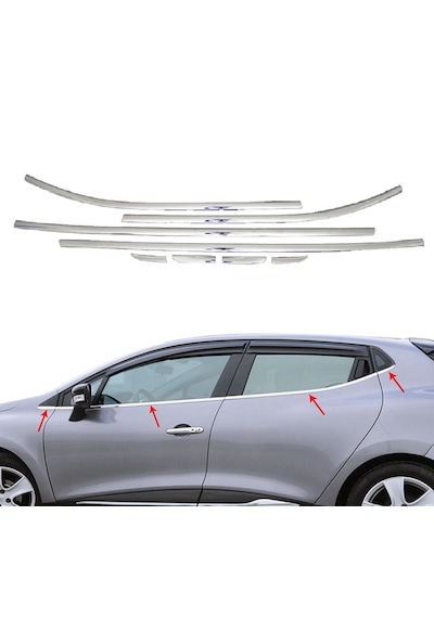 Renault Clio 4 Hb Krom Cam Çıtası 8 Prç 2012-2019 Arası P.çelik