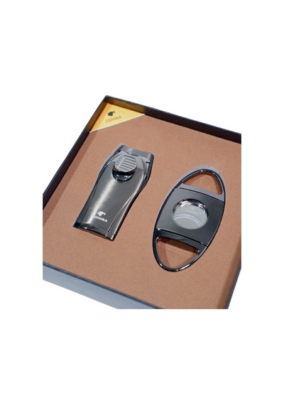 Cohiba Çakmak Kesici İkili Gunmetal Puro Seti - Tr9109