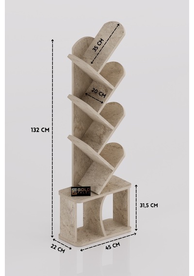 Yaprak Kitaplık Suntalam Ekru 45x132 Çok Renkli