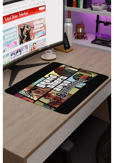 Gta San Andreas Kaymaz Dikişli Kauçuk Oyuncu Mousepad V4 - 48x40 Xl Gaming Mouse Pad Fare Altlığı
