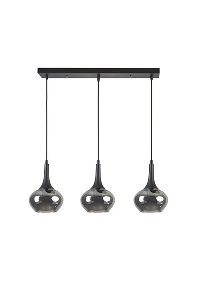 Nero Modern Tasarım Cafe Mutfak Salon Füme Camlı Sıralı 3 Lü Avize Füme Füme