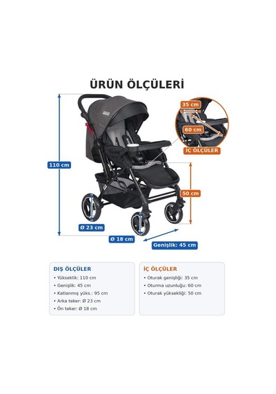Tommybaby Tornado Travel Çift Yönlü Bebek Arabası Seyahat Sistem Puset