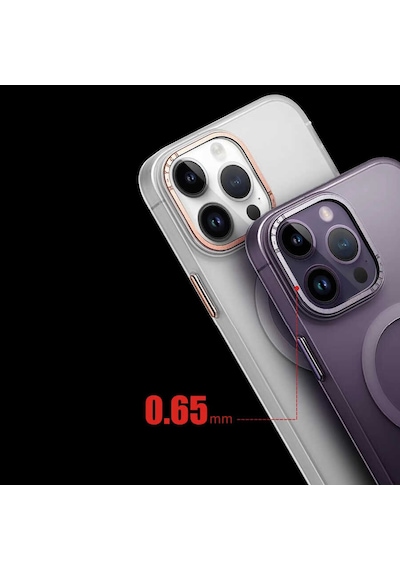 Apple Uyumlu iPhone 14 Pro Max Kılıf Magsafe Şarj Özellikli Buzlu Sert Pc Tuval Kapak - S Siyah Siyah