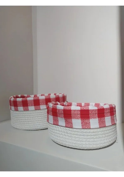 2 Li Astarlı Sepet Organizer Beyaz Renk