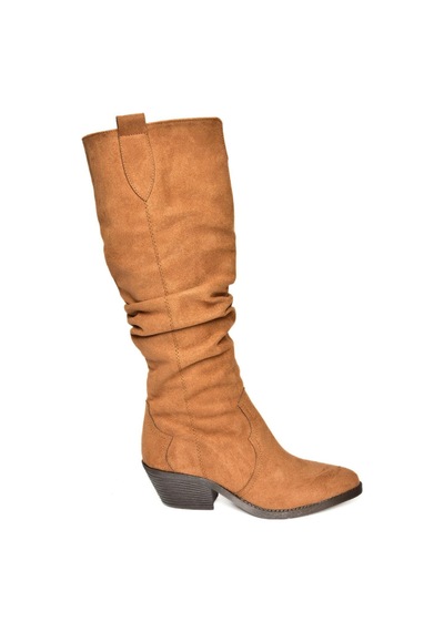 Fox Shoes T404401002 Taba Süet Büzgülü Kadın Çizme Taba-Süet