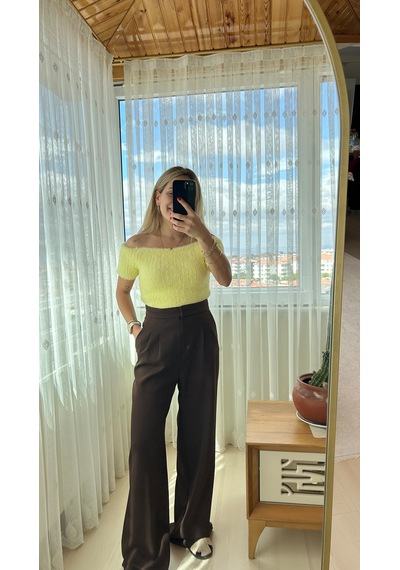 Elif Tarakçı Butik Kahverengi Kuma Pantolon Acı Kahverengi