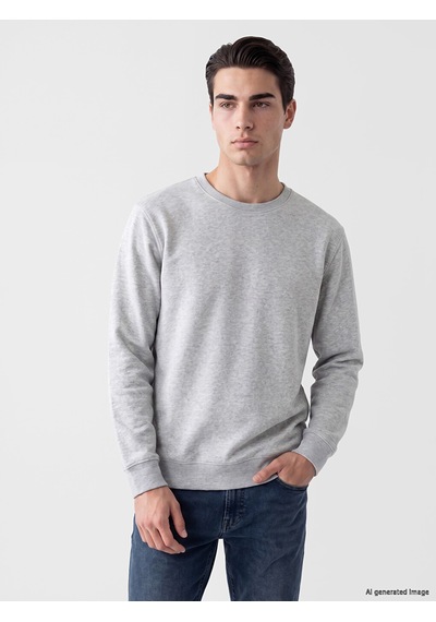 LC Waikiki Lc Waıkıkı Gri Bisiklet Yaka Erkek Sweatshirt