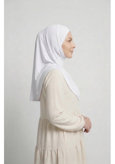 Alivascarf Pratik Hijab Sandy Şal - Hazır Türban Tesettür Eşarp Namazlık Namaz Örtüsü beyaz