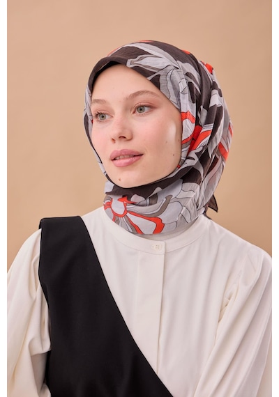 Silk Home Olinda İpek Eşarp 47003-01 Soluk Siyah, Kırmızı, Gri, Füme, Beyaz