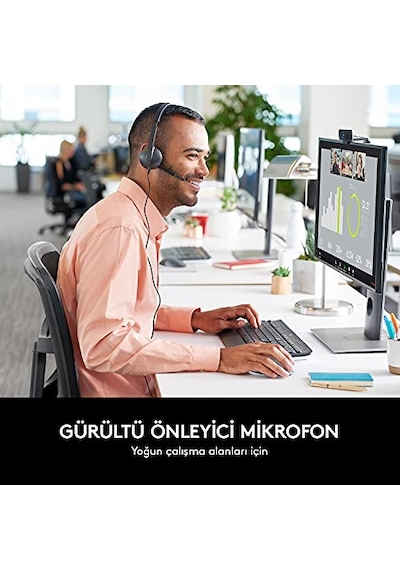 H340 Kablolu Kulak Üstü Mikrofonlu Kulaklık, Çok Yönlü Dijital Stereo Ses, Sağ Tarafta Katlanabilir Gürültü Ö