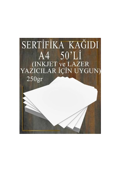A4 Sertifika Kağıdı Kalın 50 Adet Gramajlı Fotokopi Kağıdı 250 Gr Tüm Yazıcılara Uyumlu 21x29.7