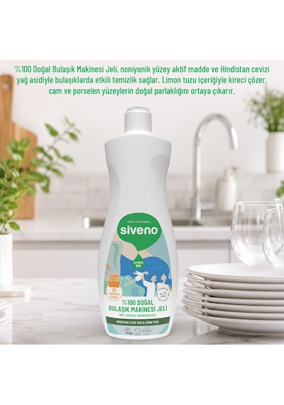 Siveno %100 Doğal Bulaşık Makinesi Jeli Kireç Önleyici & Temizleyici Limon Tuzu Noniyonik Yüzey Aktif 400 ML