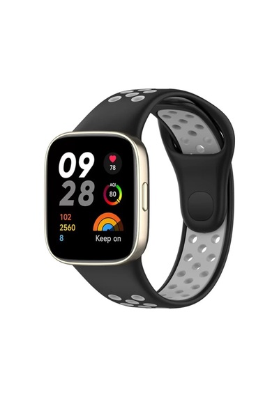 Watch 3 Spor Delikli Kordon - Siyah-gri
