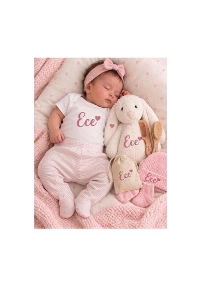 P&m Gift Shop İsme Özel Yenidoğan Bebek Seti Premium Pembe