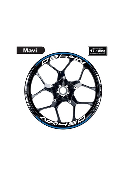 Mavi Cfmoto 450nk Motosiklet Jant Sticker Etiket Modeli İç & Dış Takım