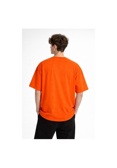 Alemdarshop Panda - Baskılı Oversize Tişört Turuncu