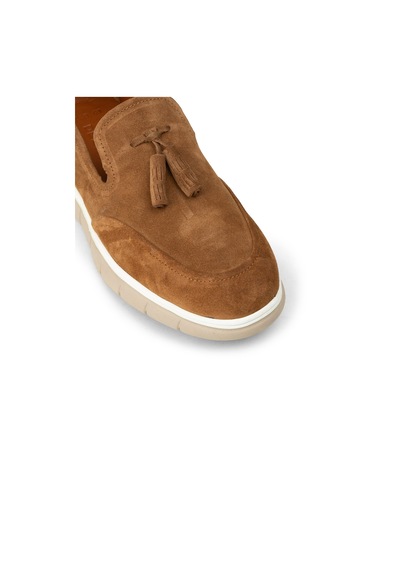 Deery Erkek Hakiki Süet Taba Rengi Püsküllü Loafer - 02048mtbae01