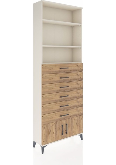Arges Dolap 3 Raflı 6 Çekmeceli 2 Kapaklı 88x30x243 Aytaşı-çam Aytaşı