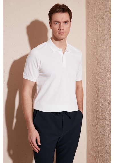 Buratti Pamuklu Regular Fit Düğmeli Erkek Polo Yaka T Shirt 5902739 Beyaz