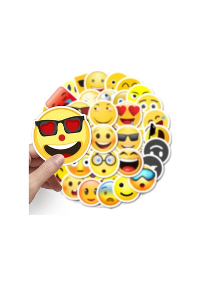 50 Adet Tekrarsız Emojiler Kalite Pvc Sticker Süs 07