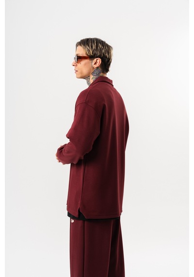 Respire Erkek Yarım Fermuarlı Modal Sweatshirt Vişne Bordo