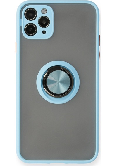 Newface Apple Uyumlu iPhone 11 Pro Kılıf Montreal Yüzüklü Silikon Kapak - Buz Mavi Buz Mavi