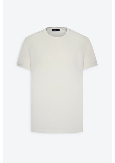 AC&Co / Altınyıldız Classics Erkek Slim Fit Dar Kesim Pamuklu Bisiklet Yaka Tişört - Ekru
