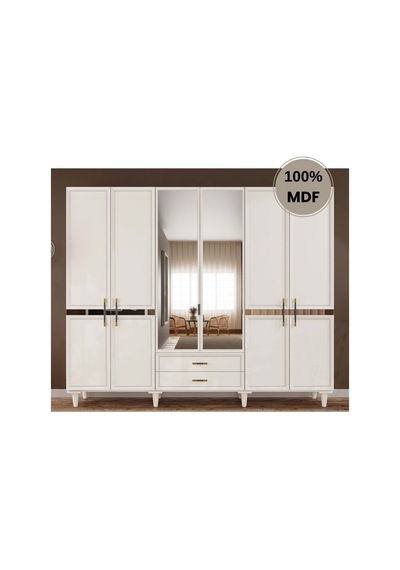 Kardelen 6 Kapak Mdf Ayaklı Tasarım Gardırop Aytaşı
