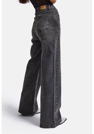 Kadın Füme 4w6-14 Wide Leg Fit Esnek Kumaş Denim Jean