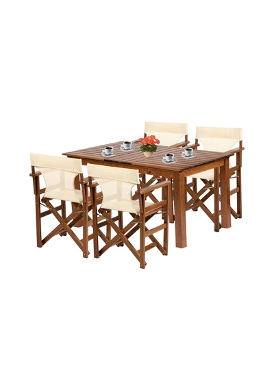 Yönetmen Ahşap Bahçe Balkon Seti: 80x120 Masa + 4 Sandalye Yönetmen Ahşap Bahçe Balkon Seti: 80x120 Masa + 4 Sandalye