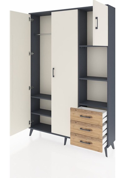 Arges Dolap 5 Raflı 3 Çekmeceli Tek Askılı 132x30x195 Antrasit-aytaşı/çam Aytası/atlas Çam Arges Dolap 5 Raflı 3 Çekmeceli Tek Askılı 132x30x195 Antrasit-aytaşı/çam Aytası/atlas Çam