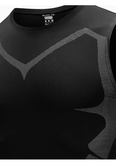 Ghassy Co. Erkek Fitness Hızlı Kuruma Nefes Alabilen Çapraz Daraltma Tipi Kolsuz Spor T-shirt 001 Siyah