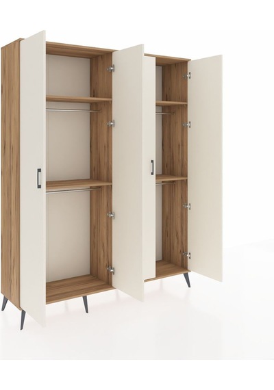 Hyperion Gardrop 4 Raflı 4 Kapaklı 4 Askılı 176x44x221 Çam-aytaşı/çam Aytaşı/çam