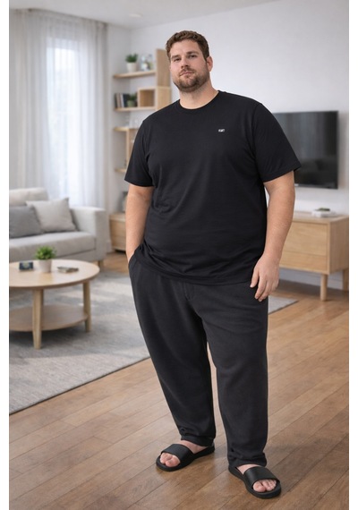 Akt Büyük Beden Erkek T-shirt 7xl-10xl Lyc Suprem Esnek Kumaş, Rahat Ve Dengeli Kalıp Siyah