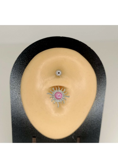 Aya Tasarım Gümüş Renk Güneş Figürlü Göbek Piercing Gümüş