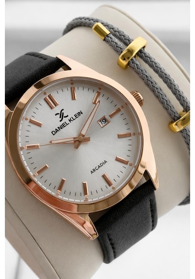 Daniel Klein Deri Kordon Takvimli Kadran 2 Yıl Garantili 3 Atm Dayanıklı Erkek Kol Saati E14272-4 Rose Gold