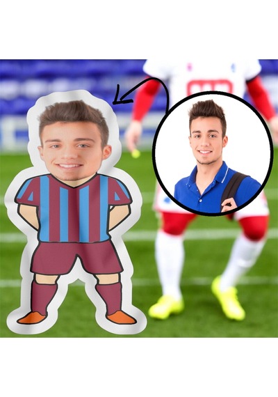 Kişiye Özel Futbolcu Bebek Tasarımlı Şekilli Yastık Çok Renkli