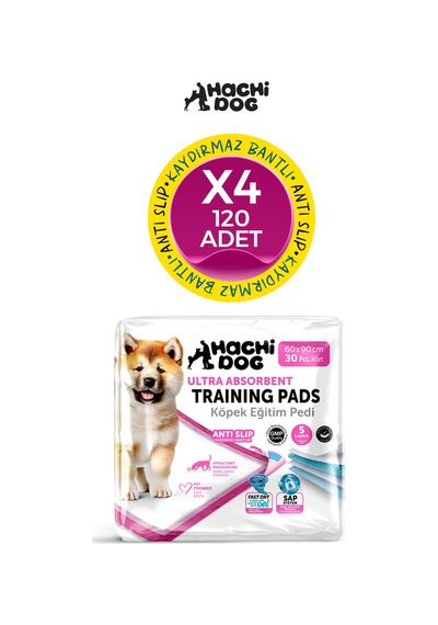 Köpek Eğitim Pedi 60x90 Kaydırmaz Bantlı 5 Katman 120 Adet Pink Pack