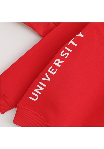 Wanex Erkek Çocuk Şardonlu Uzun Kol Kalın Bisiklet Yaka Sweatshirt - 16213 Kırmızı