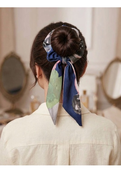 Handmade İpek Saten Fiyonklu Scrunchie Saç Tokası Karışık (Çok Renkli)