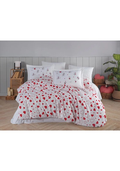 Hobby Çift Kişilik Poplin Nevresim Venüs Kırmızı Çok Renkli