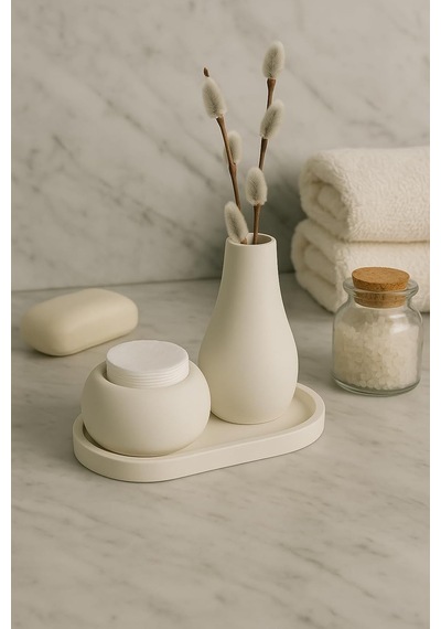 3 Parça El Yapımı Masaüstü Organizer Set Minimalist Kalemlik, Mumluk Ve Tepsi Modern Masa Dekoru Beyaz - Çok Renkli 3 Parça El Yapımı Masaüstü Organizer Set Minimalist Kalemlik, Mumluk Ve Tepsi Modern Masa Dekoru Beyaz - Çok Renkli