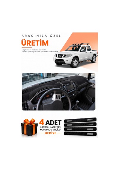Nissan Navara 2005-2015 Uyumlu Torpido Koruma Örtüsü Oto Kılıfı - Siyah