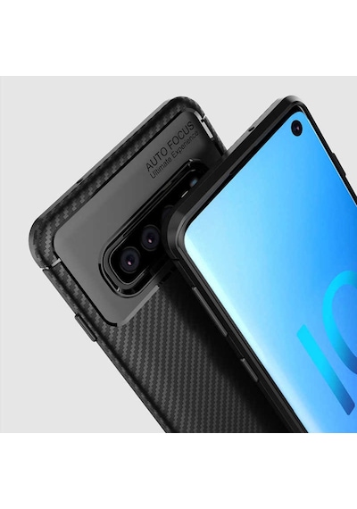 Samsung Galaxy Uyumlu S10 Kılıf Karbon Silikon Case