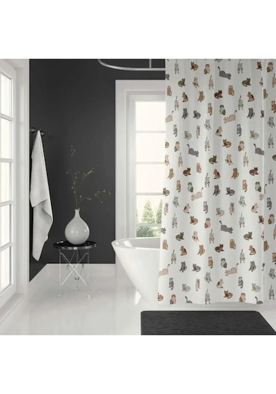 Banyo Perdesi 1x120x200 Tek Kanat Duş Perdesi Halka Hediyeli 7183 Çok Renkli