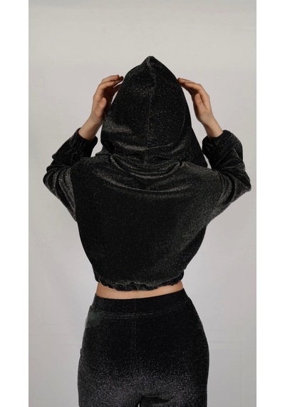 Parlak Simli Crop Ceket Çok Renkli