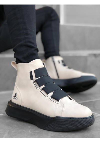 Ba0142 Bantlı Erkek Yüksek Taban Krem Spor Bot