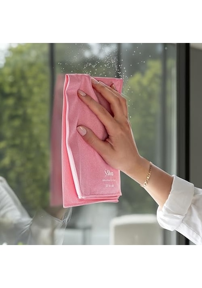 Silva Mikrofiber Cam Bezi Üçlü Set 40x40 Cm - Hav Ve İz Bırakmayan Cam Silme Bezi, Deterjansız Sadece Suyla Temizlik, Ayna Ekran Çelik Ve Oto Camı İçin, Yeşil Mavi Pembe Açık Bej